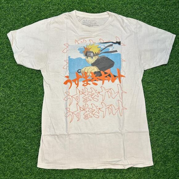 Retro Naruto Shippuden graphic tee with kunai & Japanese - Picture 1 of 4